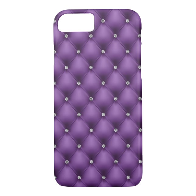 FAUX purple quilted leather, diamante Case-Mate iPhone Case (Back)