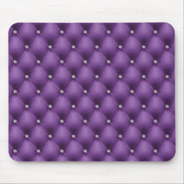FAUX Purple quilted leather, diamante Mouse Pad