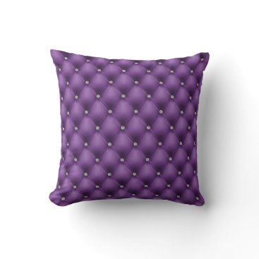 FAUX Purple quilted leather, diamante Throw Pillow