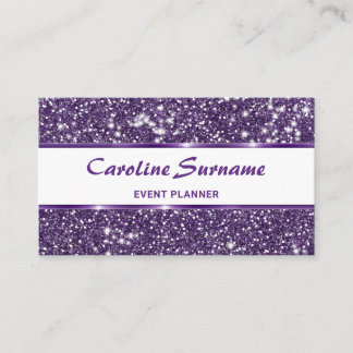 Faux Purple Violet Glitter Texture Event Planner Business Card