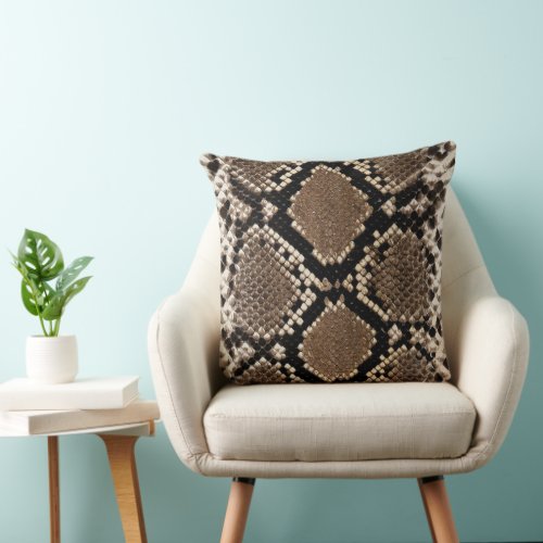 Faux Python Snake Skin Throw Pillow