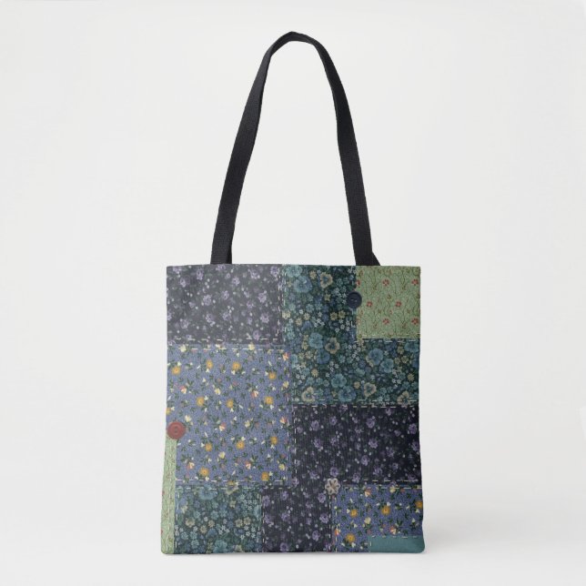 Faux Quilted All Over Print Tote Bag (Front)