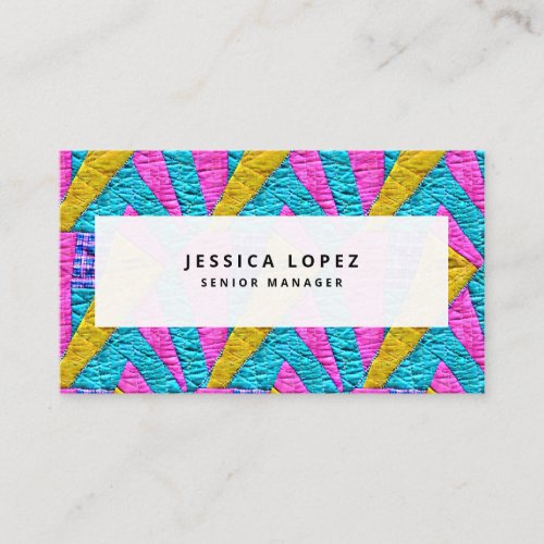 Faux Quilted Colorful Professional Business Card