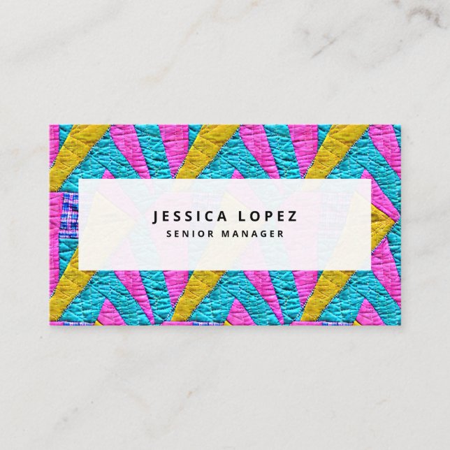 Faux Quilted Colorful Professional Business Card (Front)