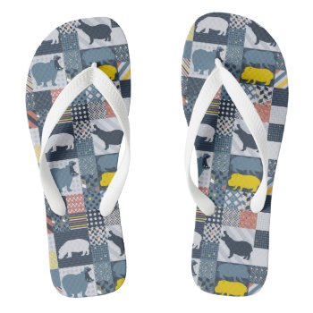 Faux-quilted Hippo Flip Flops by CreativeClutter at Zazzle