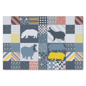 Faux-quilted Hippo Tissue Paper by CreativeClutter at Zazzle
