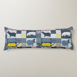 Faux-Quilted Hippos Body Pillow
