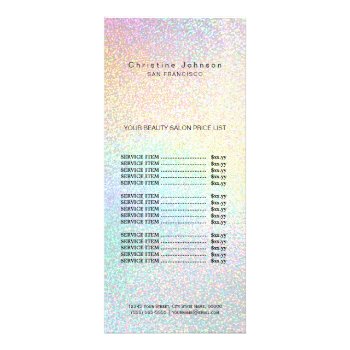 Faux Rainbow Glitter Price List Rack Card by amoredesign at Zazzle