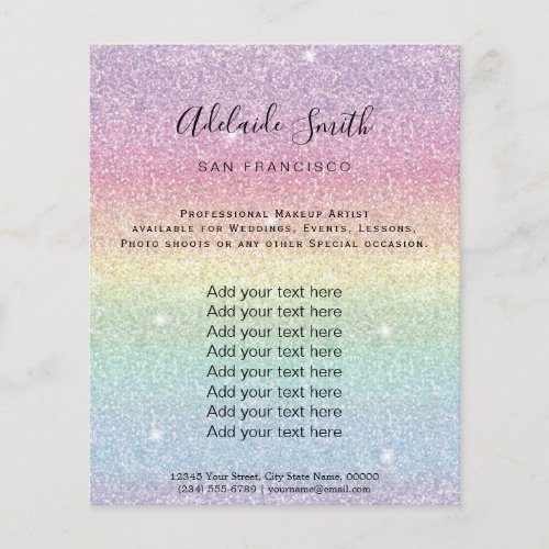 faux rainbow glitter stripes flyer