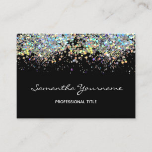 Faux Rainbow Metalitic Glitter Business Card