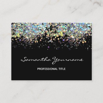 Faux Rainbow Metalitic Glitter Business Card by ValarieDesigns at Zazzle