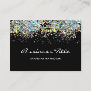 Faux Rainbow Metalitic Glitter with logo Business Card