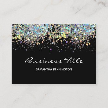Faux Rainbow Metalitic Glitter With Logo Business Card by ValarieDesigns at Zazzle
