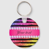 Hot Pink Glitter Bokeh Monogram Keychain