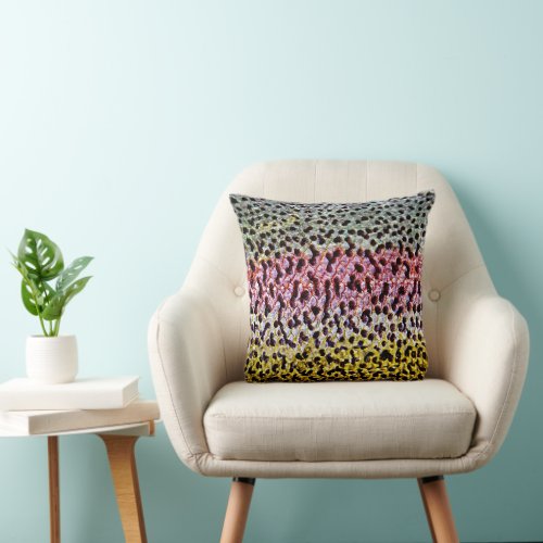 Faux Rainbow Trout Scale Texture Look Pattern Throw Pillow