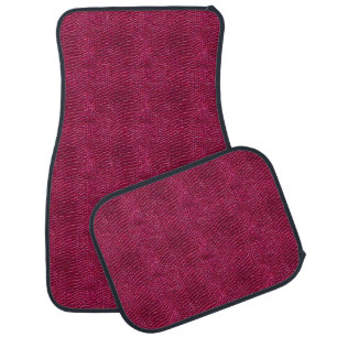 Faux Raspberry Leather Car Floor Mat