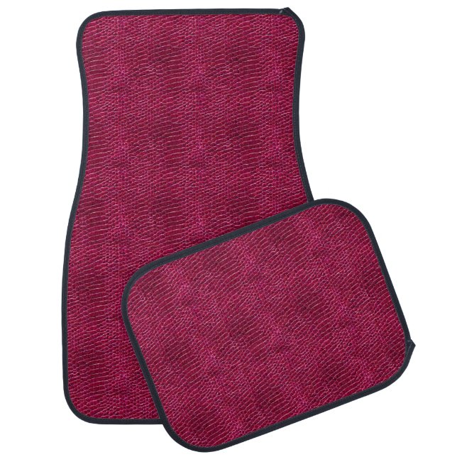 Faux Raspberry Leather Car Floor Mat (Set)