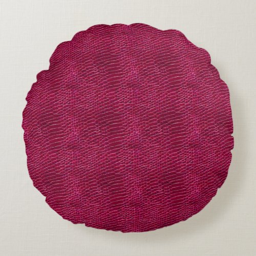 Faux Raspberry Leather Round Pillow