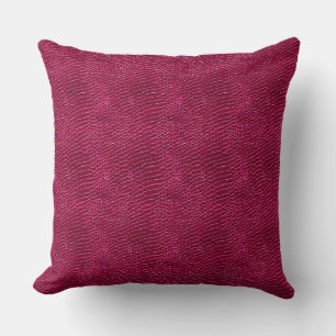 Faux Raspberry Leather Throw Pillow