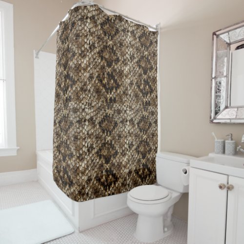 Faux Rattlesnake Snake Skin Shower Curtain