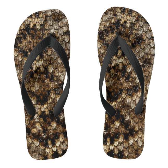 Faux Rattlesnake Snakeskin Flip Flops (Footbed)