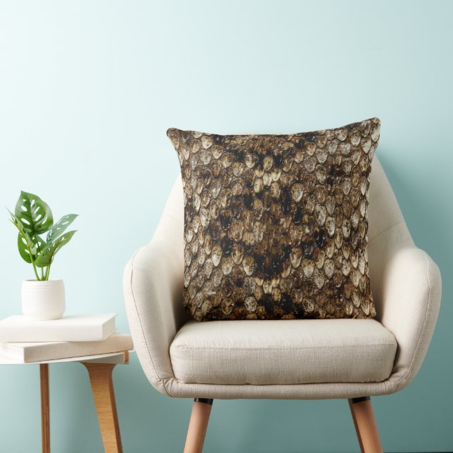 Faux Rattlesnake Snakeskin Throw Pillow (Chair)