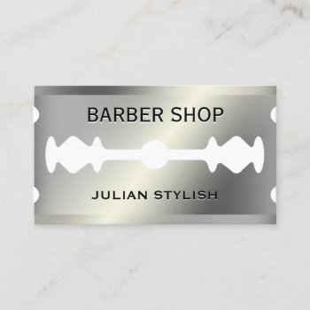 Faux Razor Blade Metallic  Business Card by TwoFatCats at Zazzle
