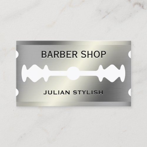 Faux razor blade metallic  business card