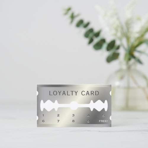 Faux razor blade shaver metallic loyalty card