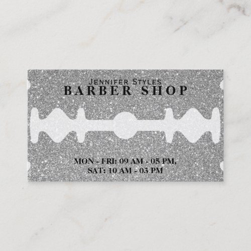 Faux razor silver glitter texture Business Card