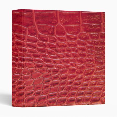Faux Red Alligator Leather 3 Ring Binder