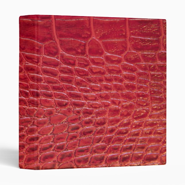 Faux red alligator leather 3 ring binder (Front/Spine)