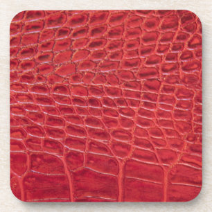Faux red alligator leather coaster