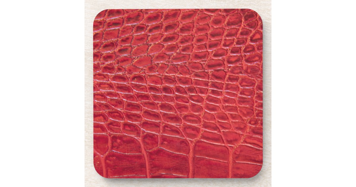 Faux red alligator leather coaster Zazzle