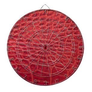 Faux red alligator leather dartboard with darts