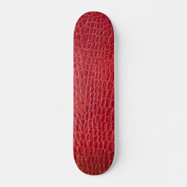 Faux red alligator leather skateboard (Front)