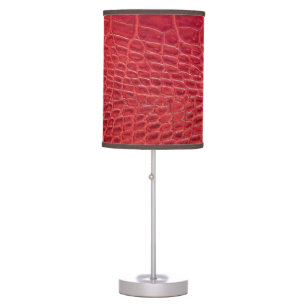 Faux red alligator leather table lamp