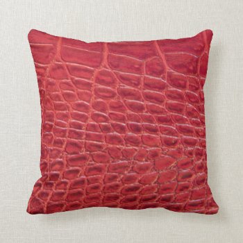 Faux Red Alligator Leather Throw Pillow by hildurbjorg at Zazzle