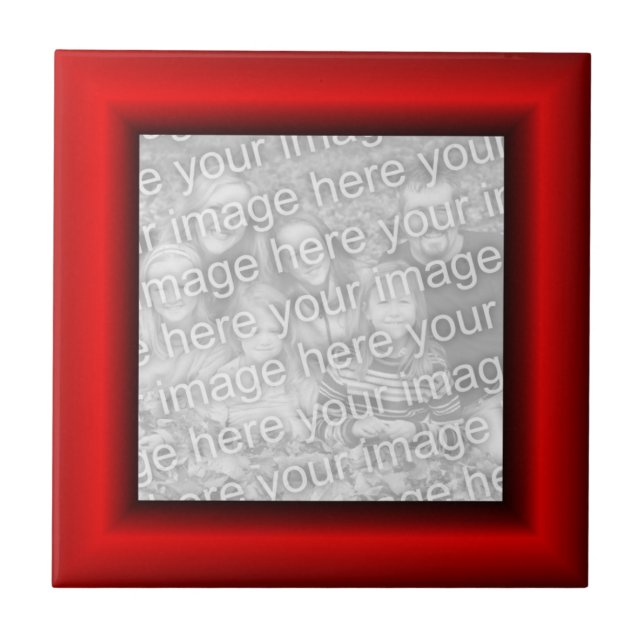 Faux Red Border Picture Frame Ceramic Tile (Front)
