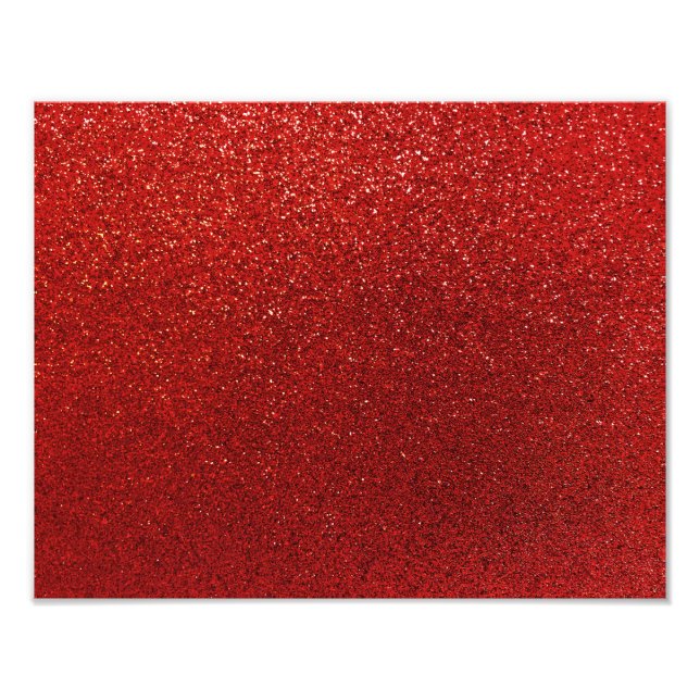Faux Red Burgundy Glitter Background Sparkle Photo Print (Front)