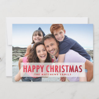 Faux Red Foil Happy Christmas Modern Holiday Photo Card