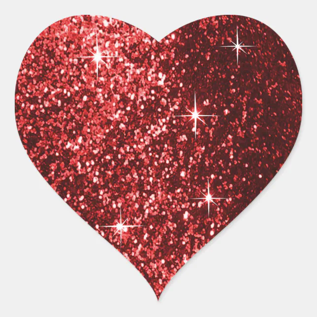 Faux Red Glitter Heart Sticker | Zazzle