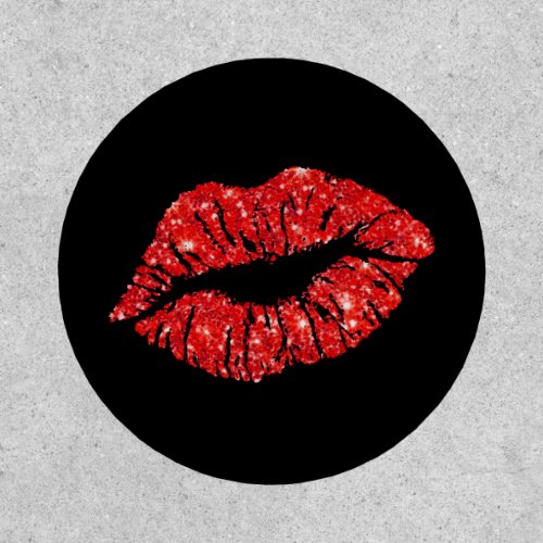 faux red glitter lips patch