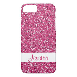 Faux Red Glitter Pattern Look-like And Custom Name iPhone 8/7 Case