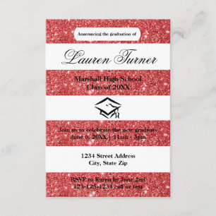 Faux Red Glitter Stripe-3x5 Grad Announcement