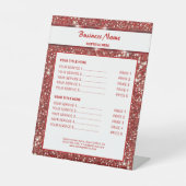 Faux Red Glitter Texture Look And Custom Text Pedestal Sign (Front)