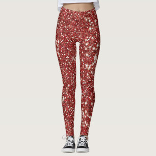 Faux Red Glitter Texture Look Design Leggings
