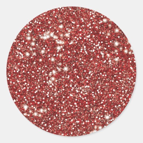 Faux Red Glitter Texture Look_like Design Classic Round Sticker