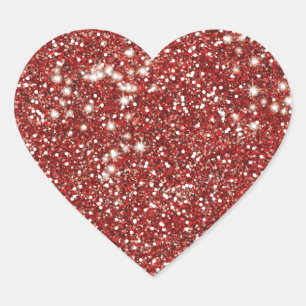 Faux Red Glitter Texture Look-like Design Heart Sticker