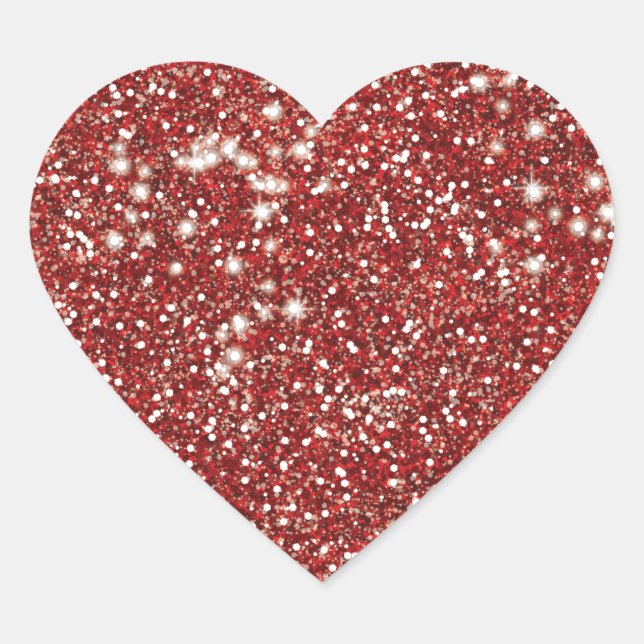 Faux Red Glitter Texture Look-like Design Heart Sticker (Front)